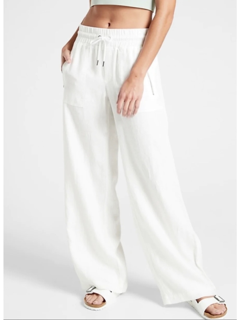 Athleta White Cabo Wide-Leg Drawstring Pants